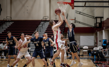 Colin Rardon going up for a basket against George Fox